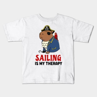 Sailing is my therapy Capybara Pirate Kids T-Shirt